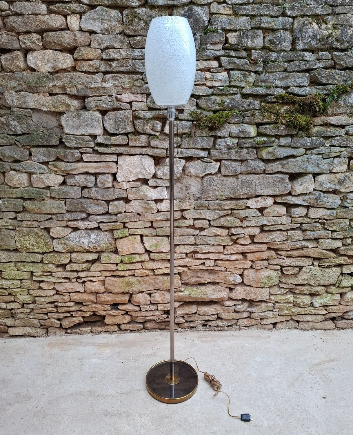 Chrome and brass floor lamp