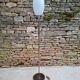 Chrome and brass floor lamp