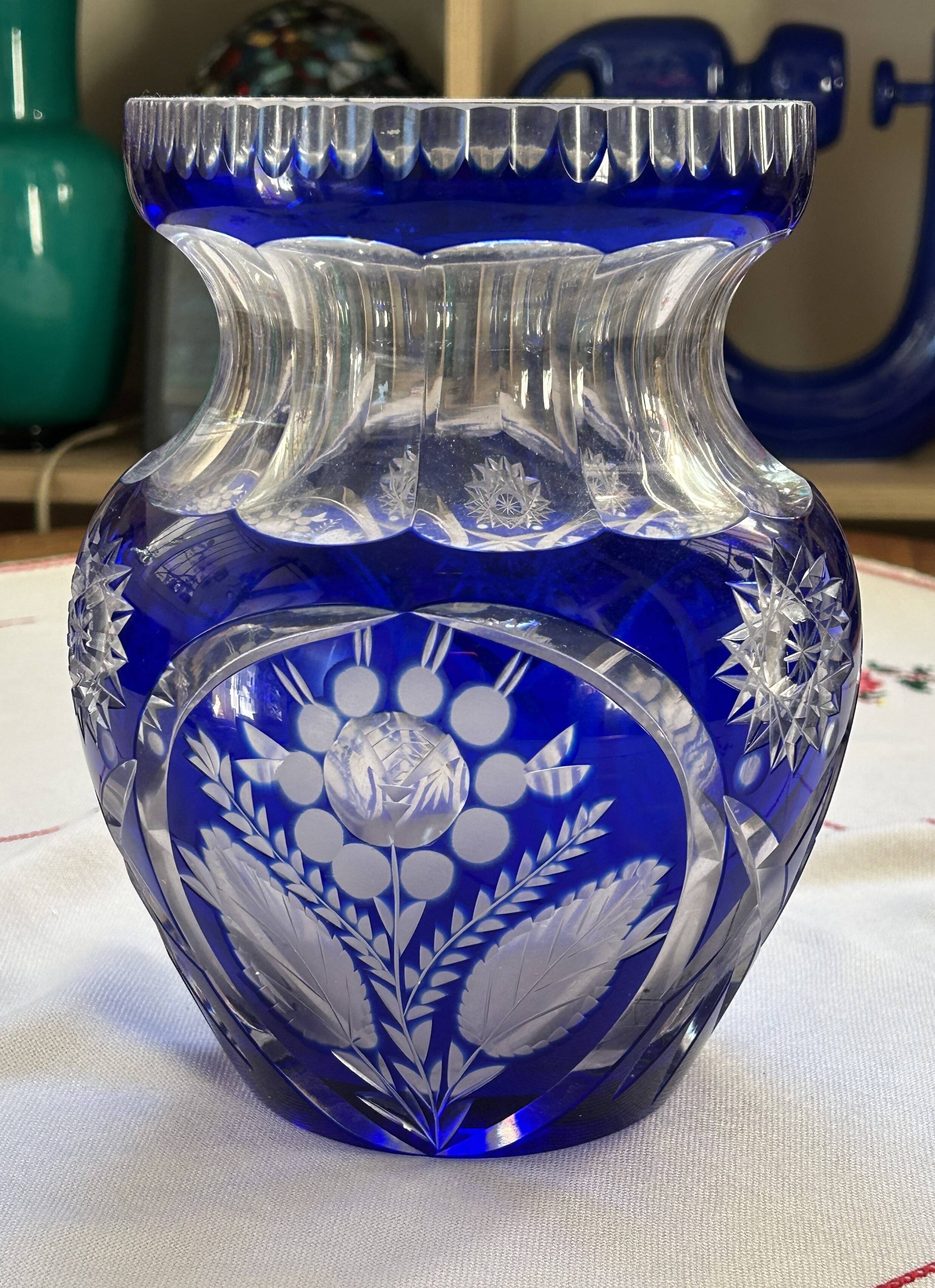 Crystal vase, Bohemian, cut.