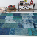 Oversized blue and green wool turkish carpets