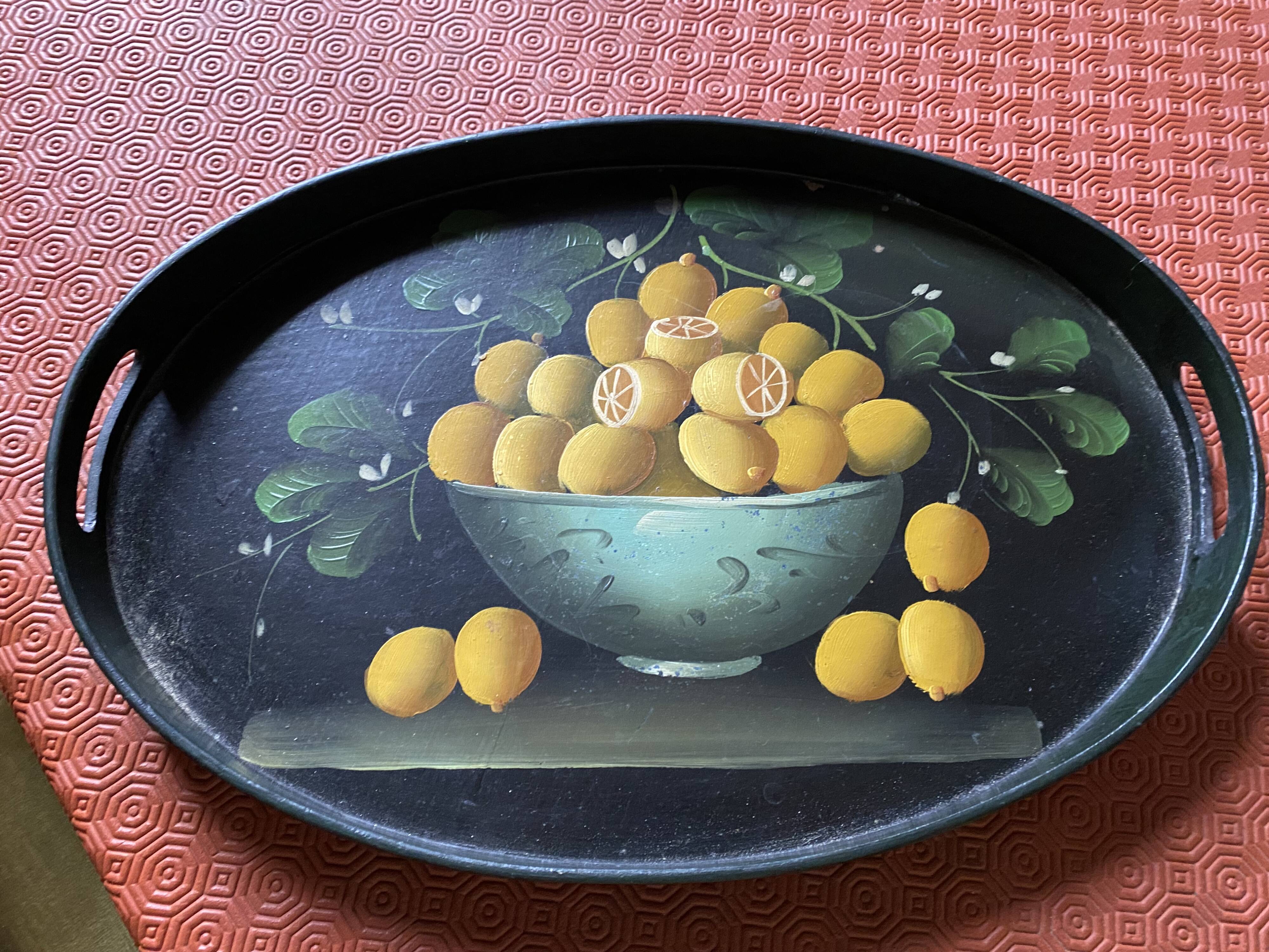Painted wooden tray