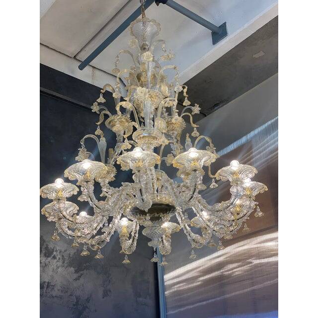 Contemporary Floral Venetian "Ca Rezzonico" Gold Murano Glass Chandelier