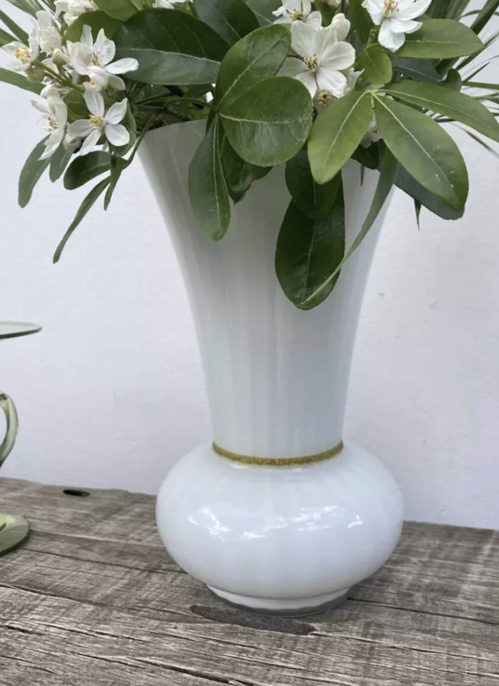 White opaline glass vase