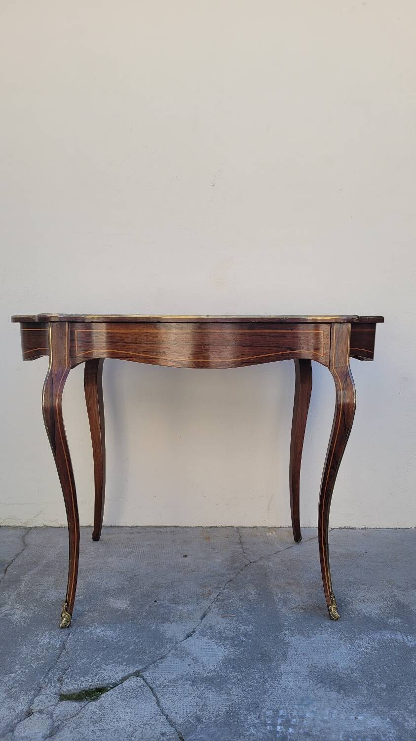 Napoleon III violin-shaped middle desk table 19th in marquetry