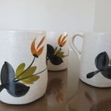 Orangeade set in cracked ceramic, floral pattern from the 60s