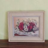 oil on panel bouquet of poppies and daisies Ernesto Valls