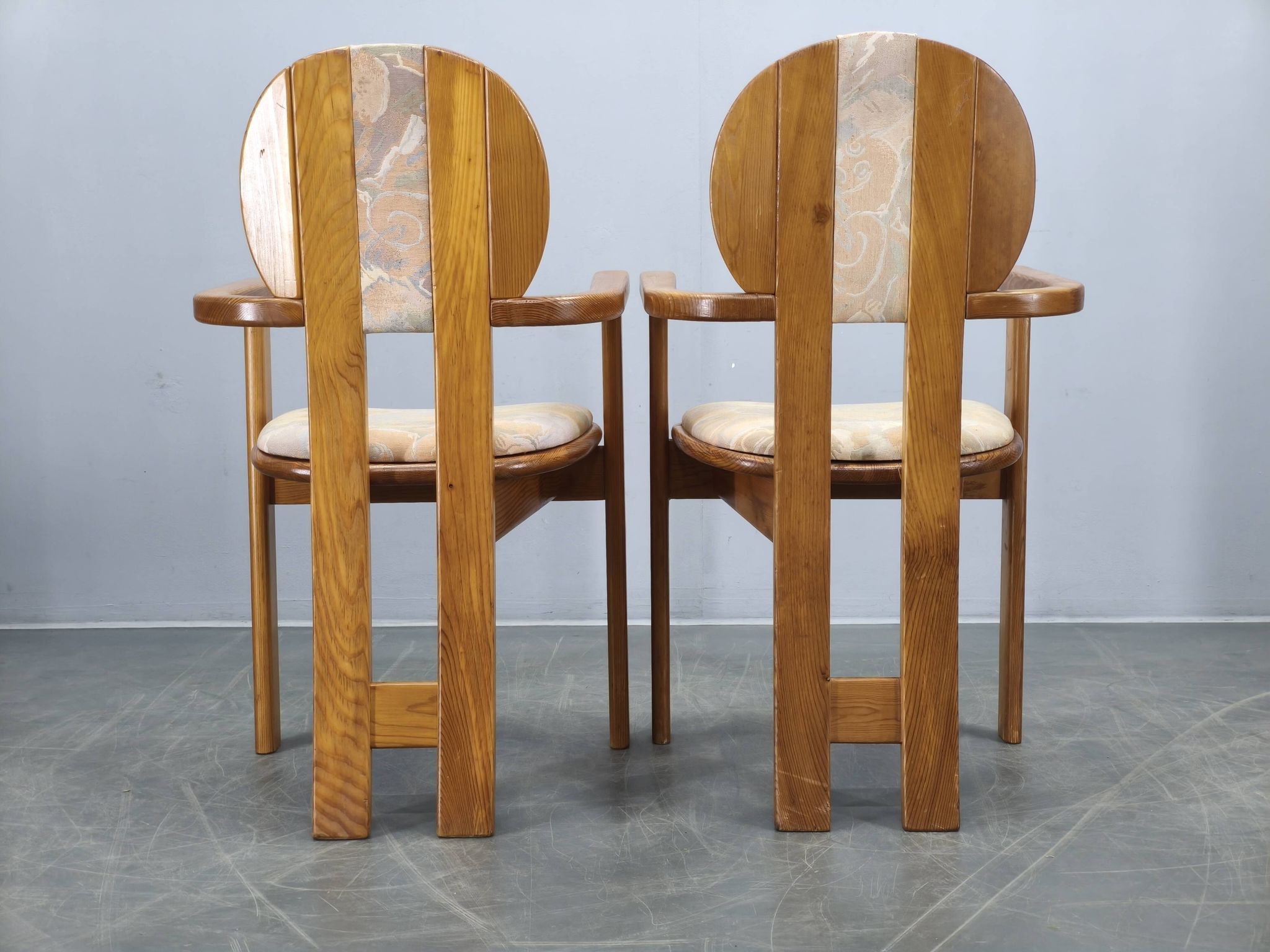 Set of 8 Czech Postmodern Pine Dining Armchairs, 1970s
