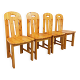 Set of 4 vintage pine chairs from the 70s and 80s