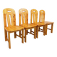Set of 4 vintage pine chairs from the 70s and 80s