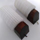 Opaline and teak sconces