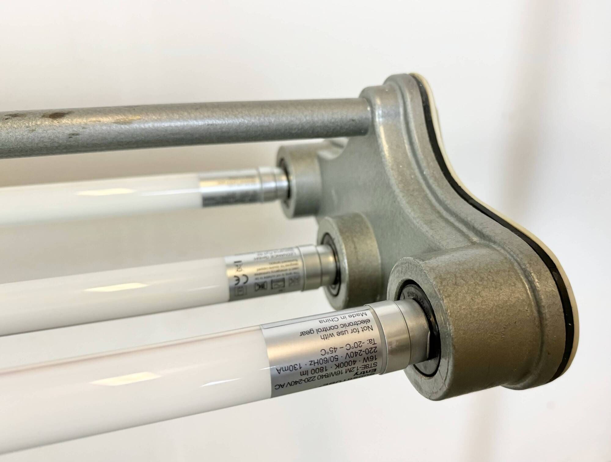 Grey Industrial Hanging Tube Light from Polam Gdansk, 1970s