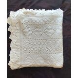 White cotton bedspread, crochet bedspread