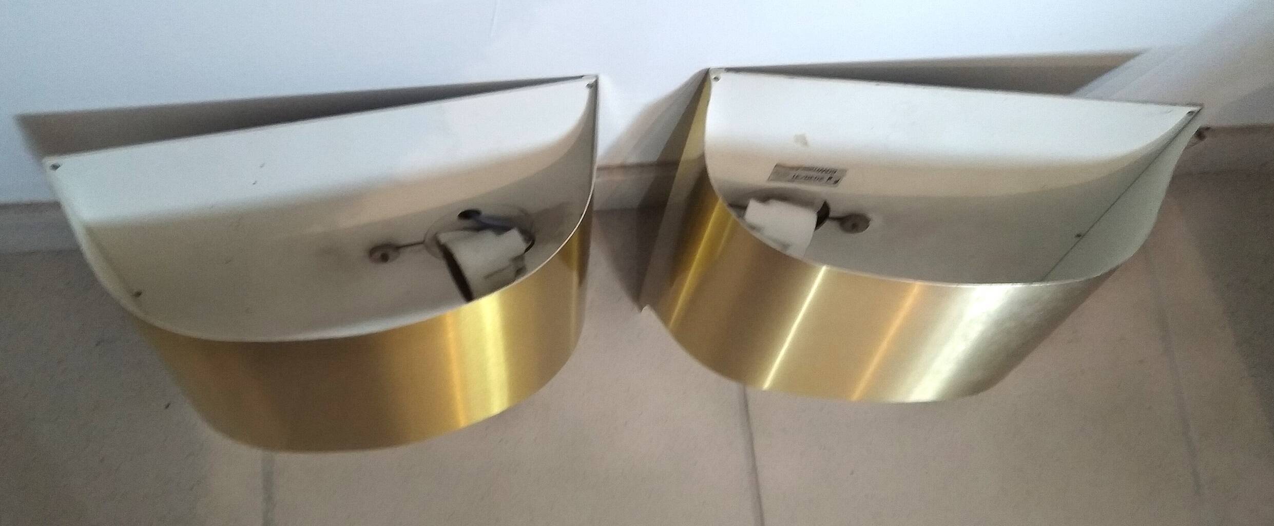 Pair of Staff 1970 wall lights in gold color