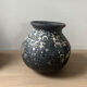 Lot of 3 ancient pots from Indonesia, black terracotta, wabi-sabi.