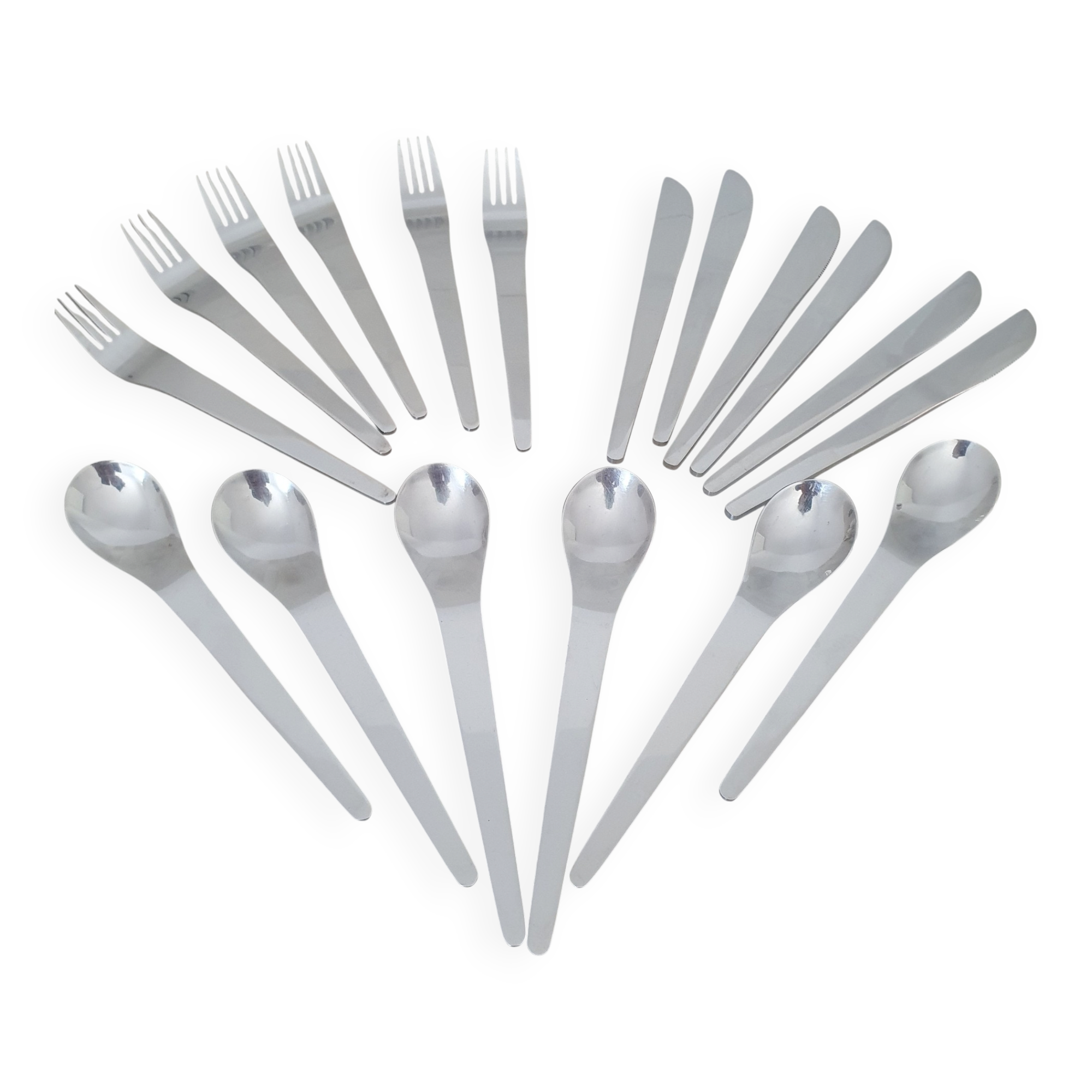 18 stainless steel Space Age place settings / Spoon Fork Knife