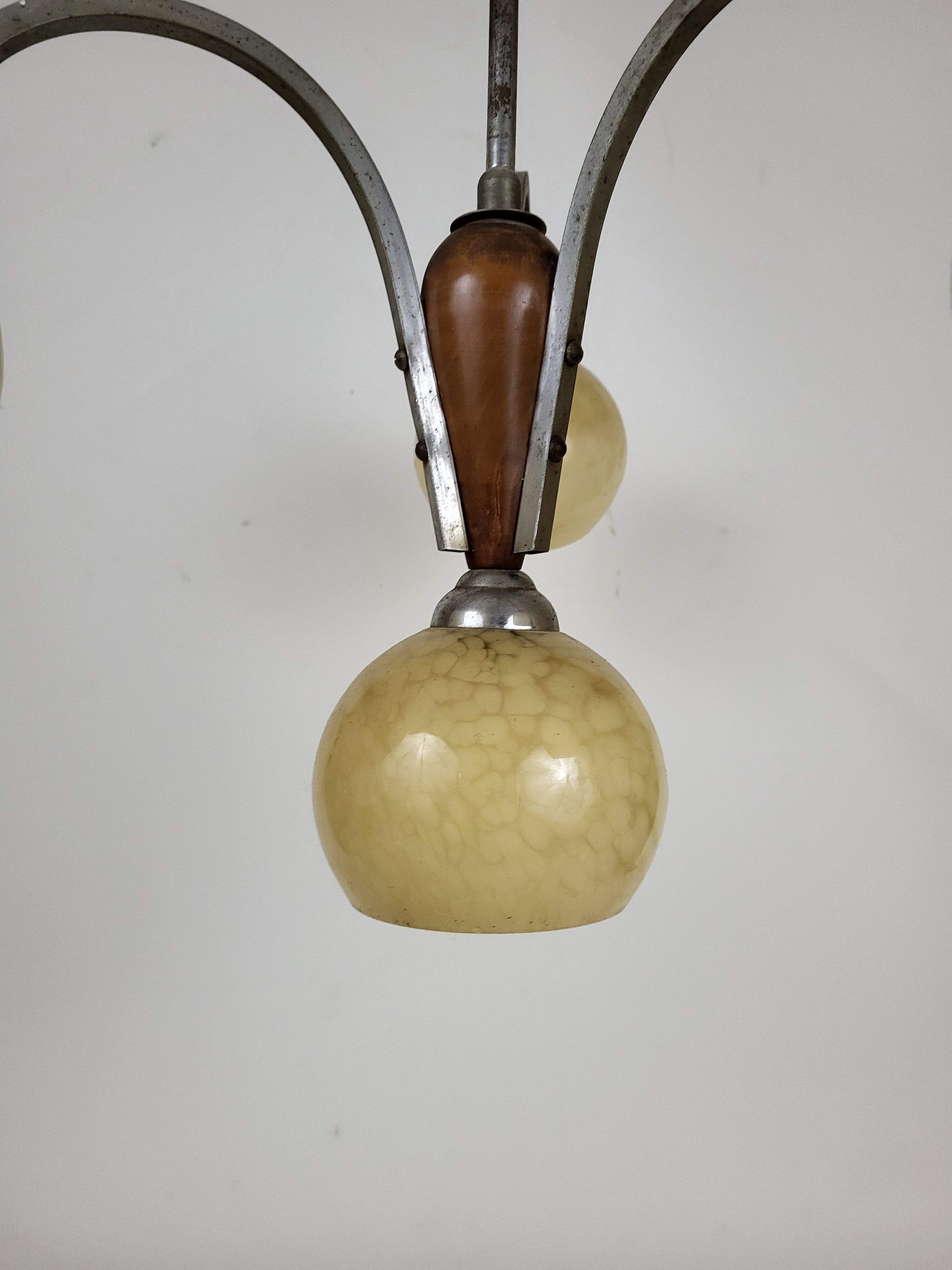 Chandelier suspension does marble glass 50s