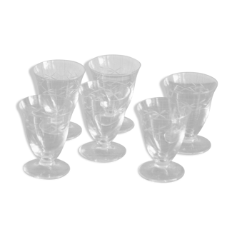 Set of 6 aperitif glasses with stylized branch motif