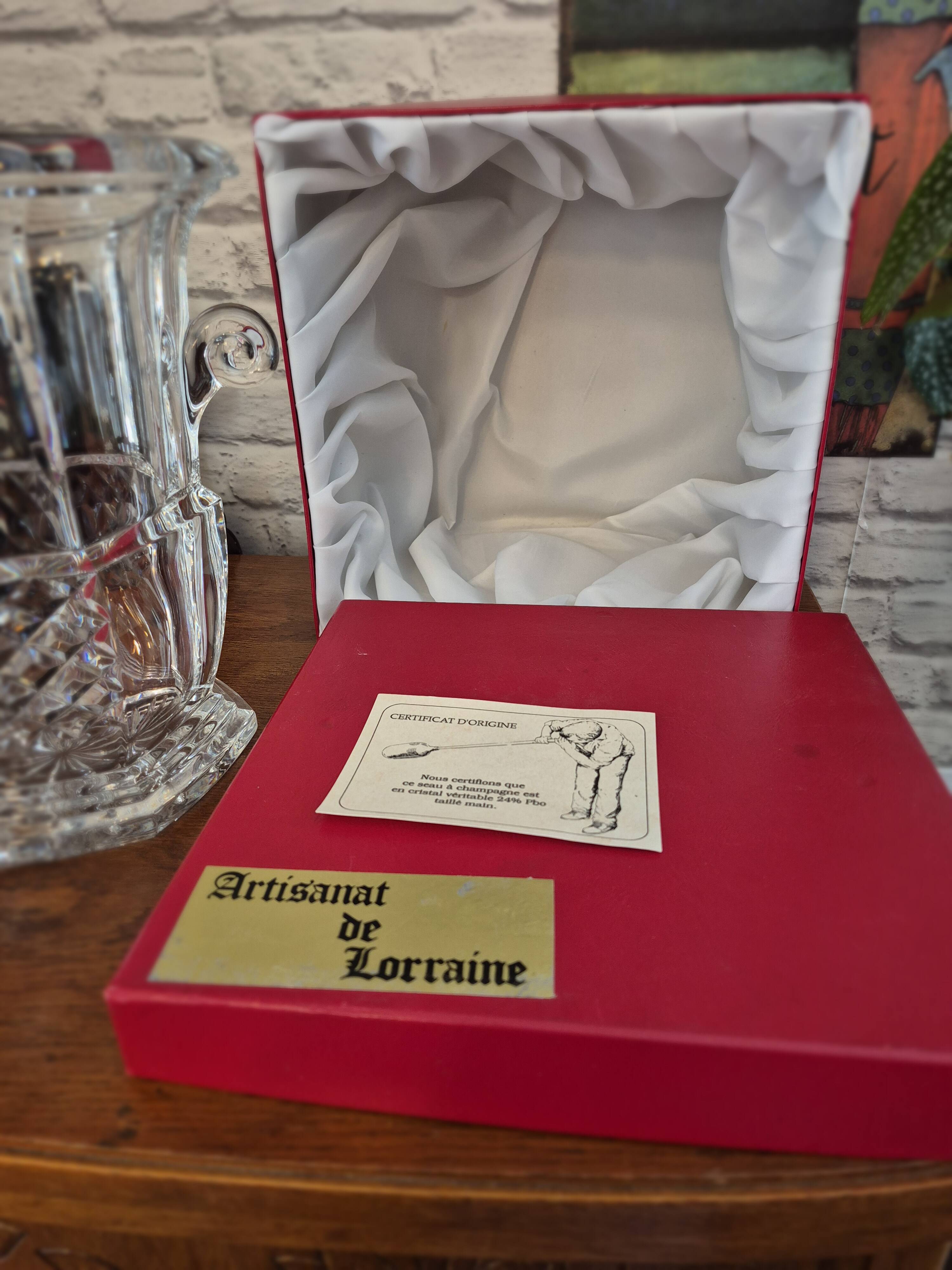Large vintage Lorraine crystal champagne bucket