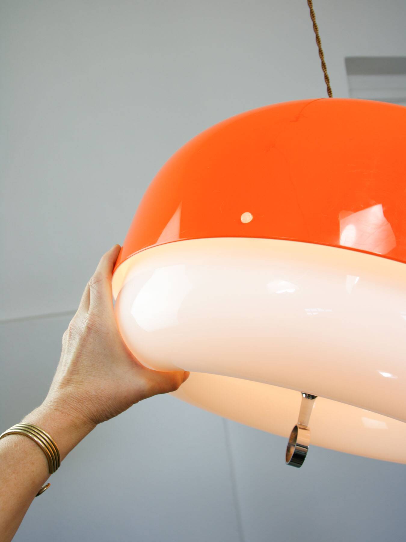 Rare XXL Orange Medusa Pendant Lamp from Guzzini, 1970s