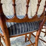 Pair of beech chairs with velvet