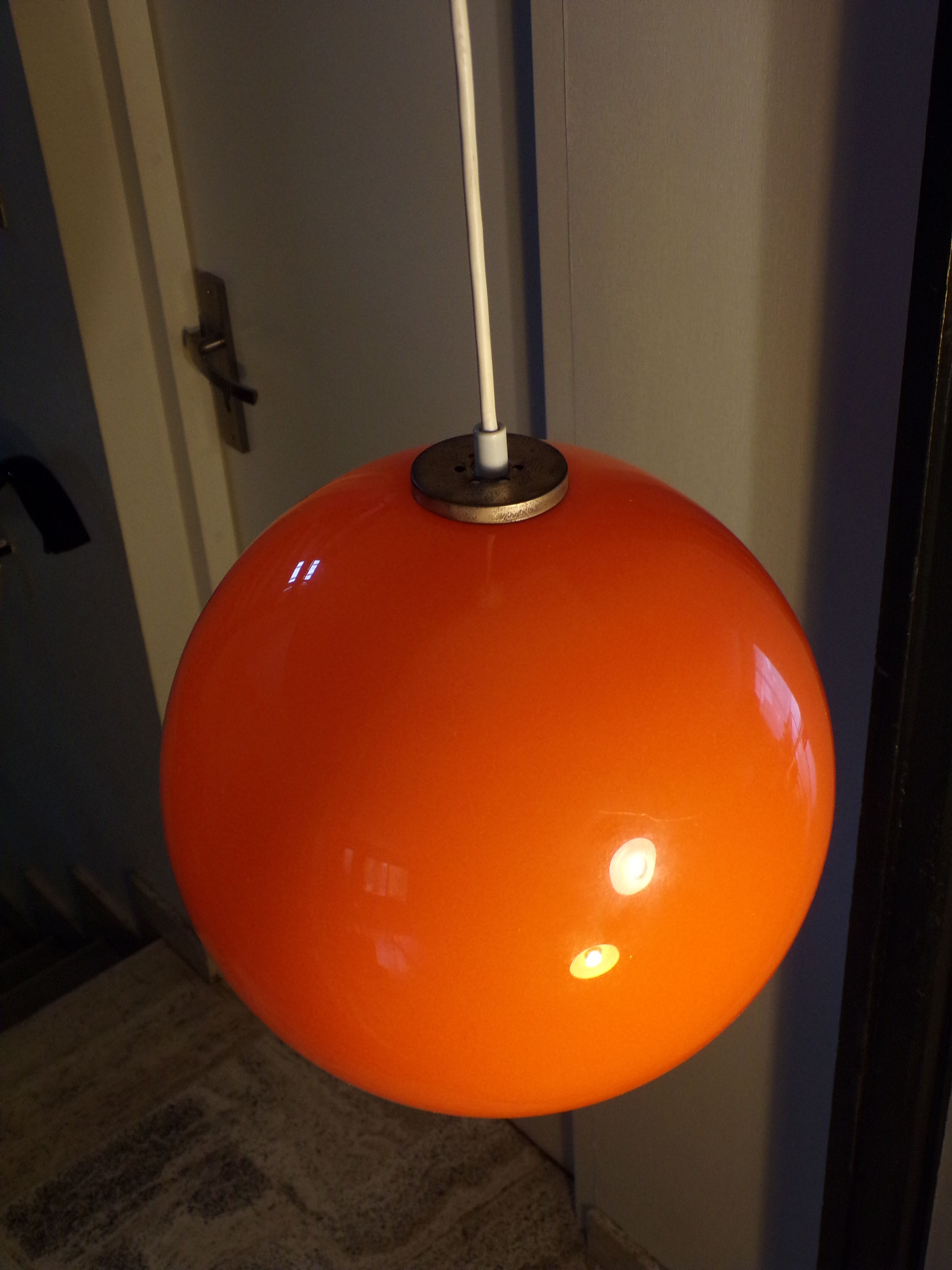 Orange opaline ball suspension 1970