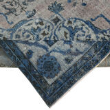 Handwoven overdyed anatolian 1970s 206 cm x 316 cm blue carpet