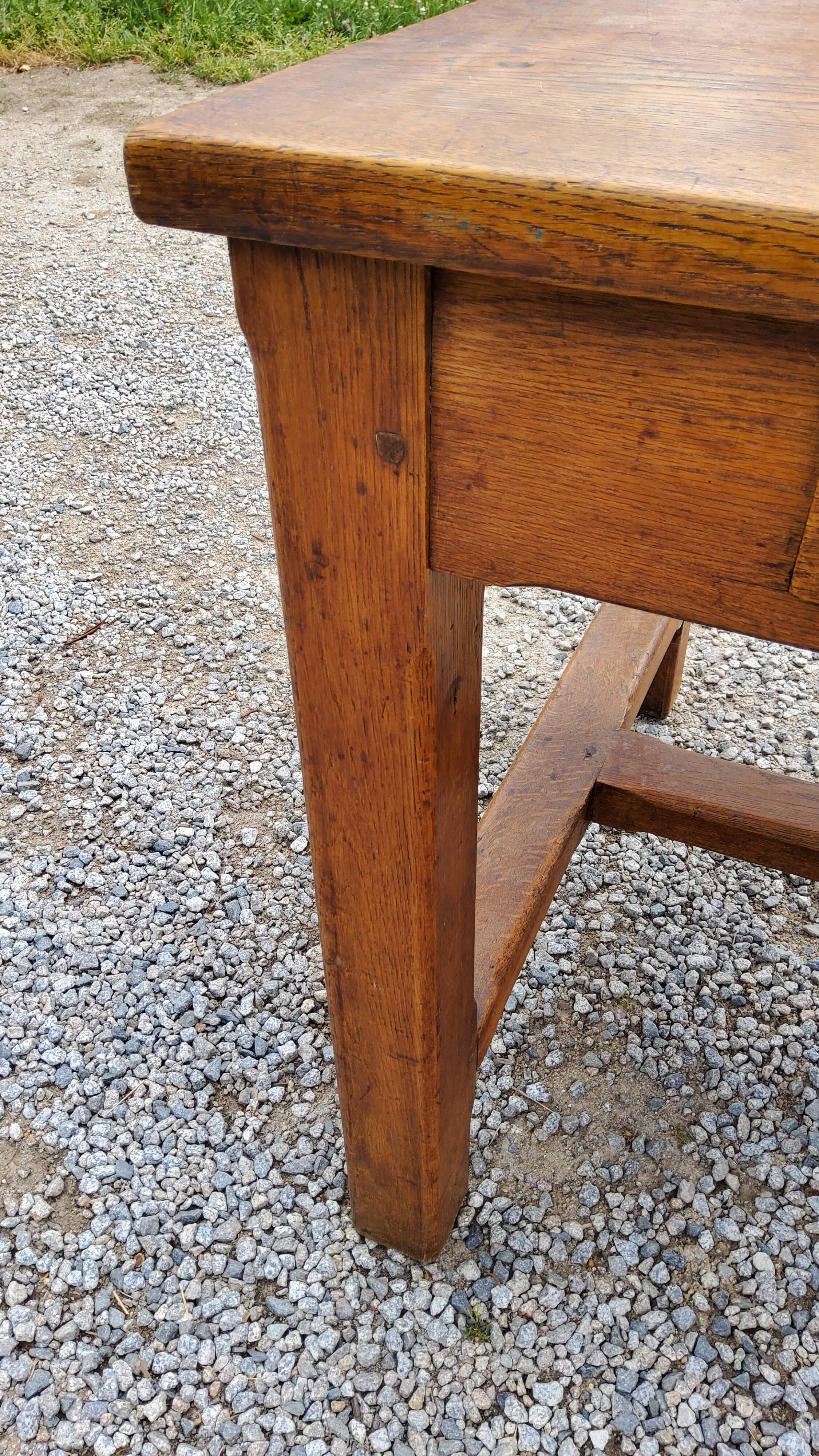 Oak farmhouse table 6 feet 2 drawers 200cm