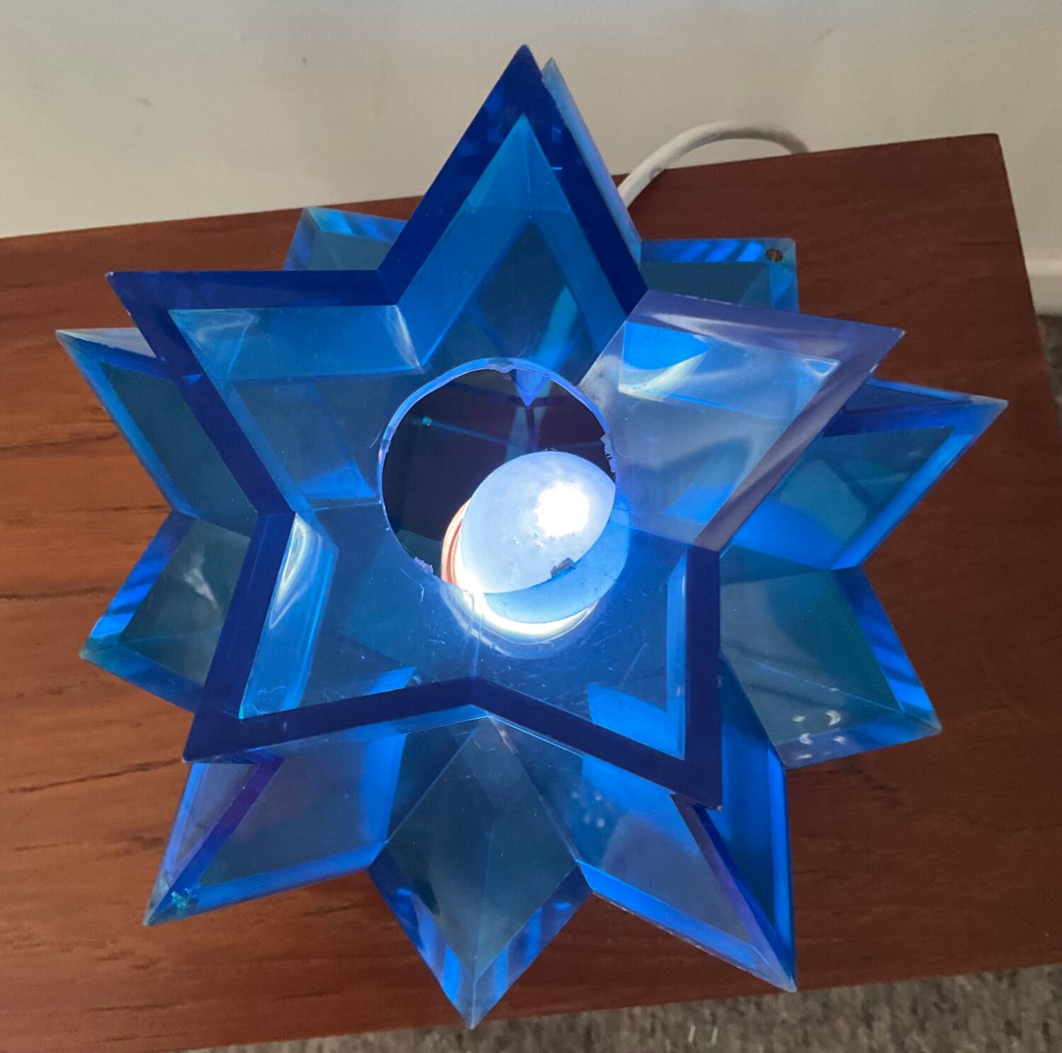 Vintage blue plexiglass star lamp