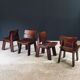 Constructivist Oak Dining Chairs, Belgium, 1960s, Set of 4