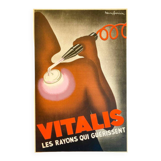 Affiche original Vitalis Les Rayons qui Guérissent par Henry Farion en 1935- Petit Format - On linen