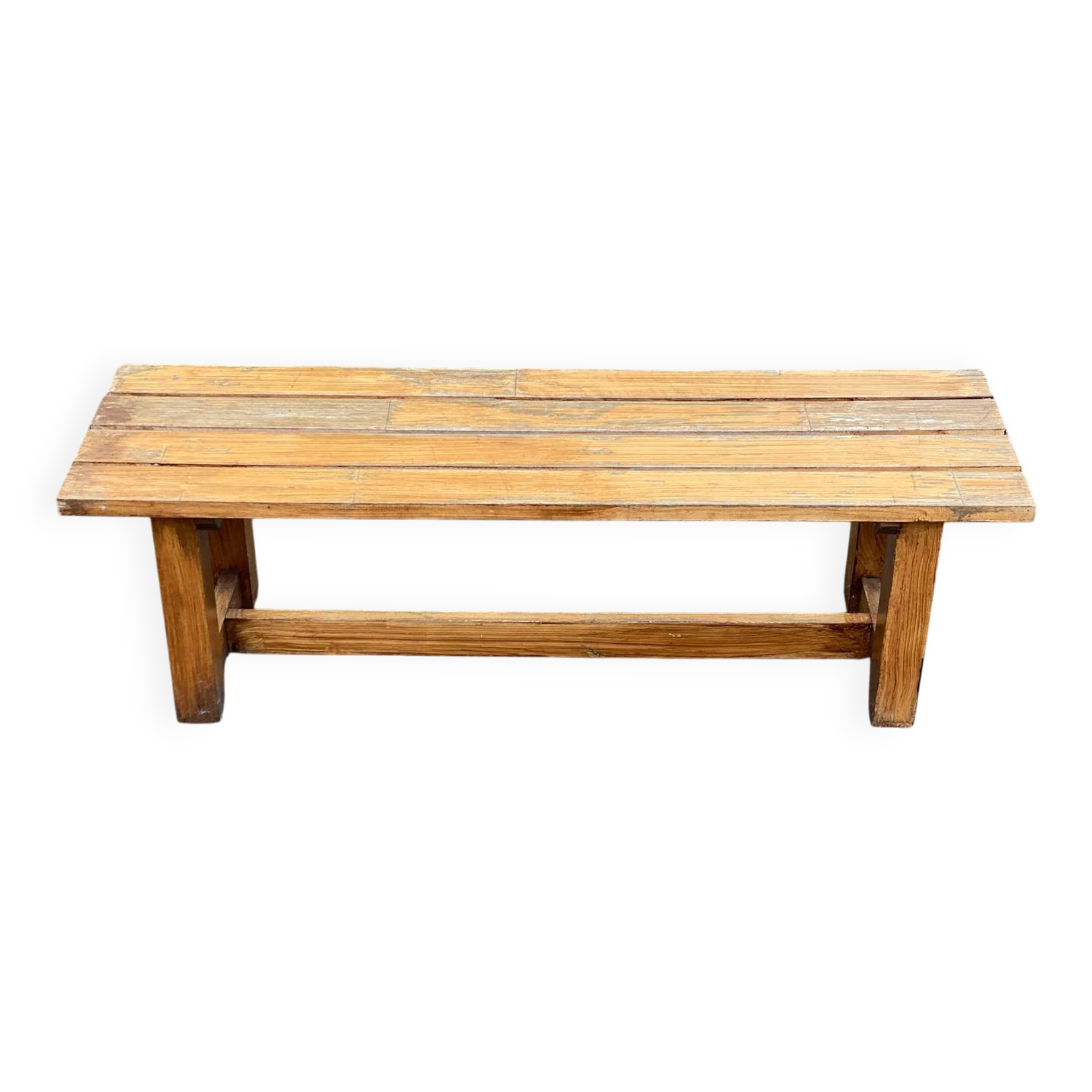 Vintage solid wood farm bench, 115cm