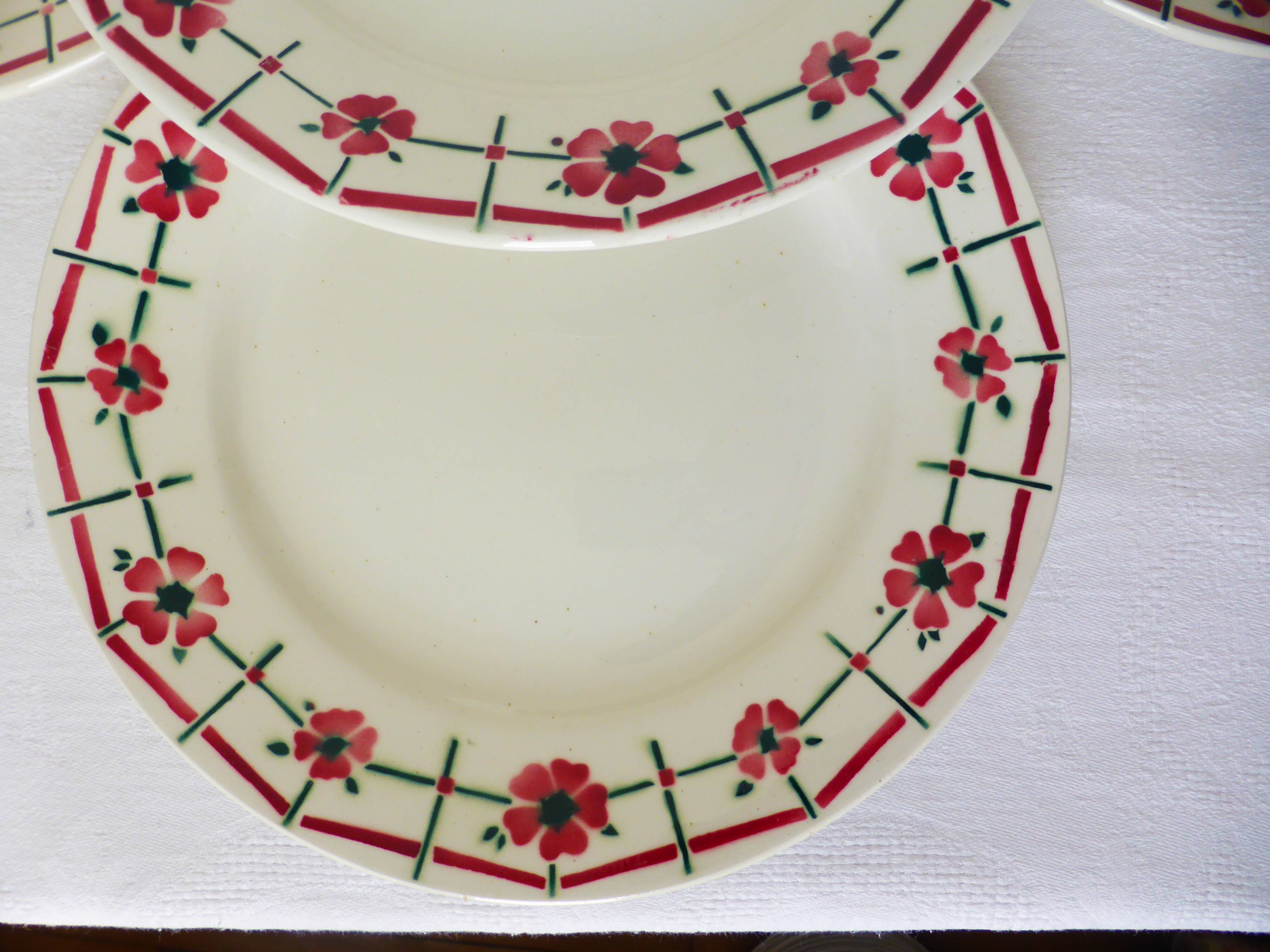 4 vintage flat plates Céranord St amand model Monique 2103152
