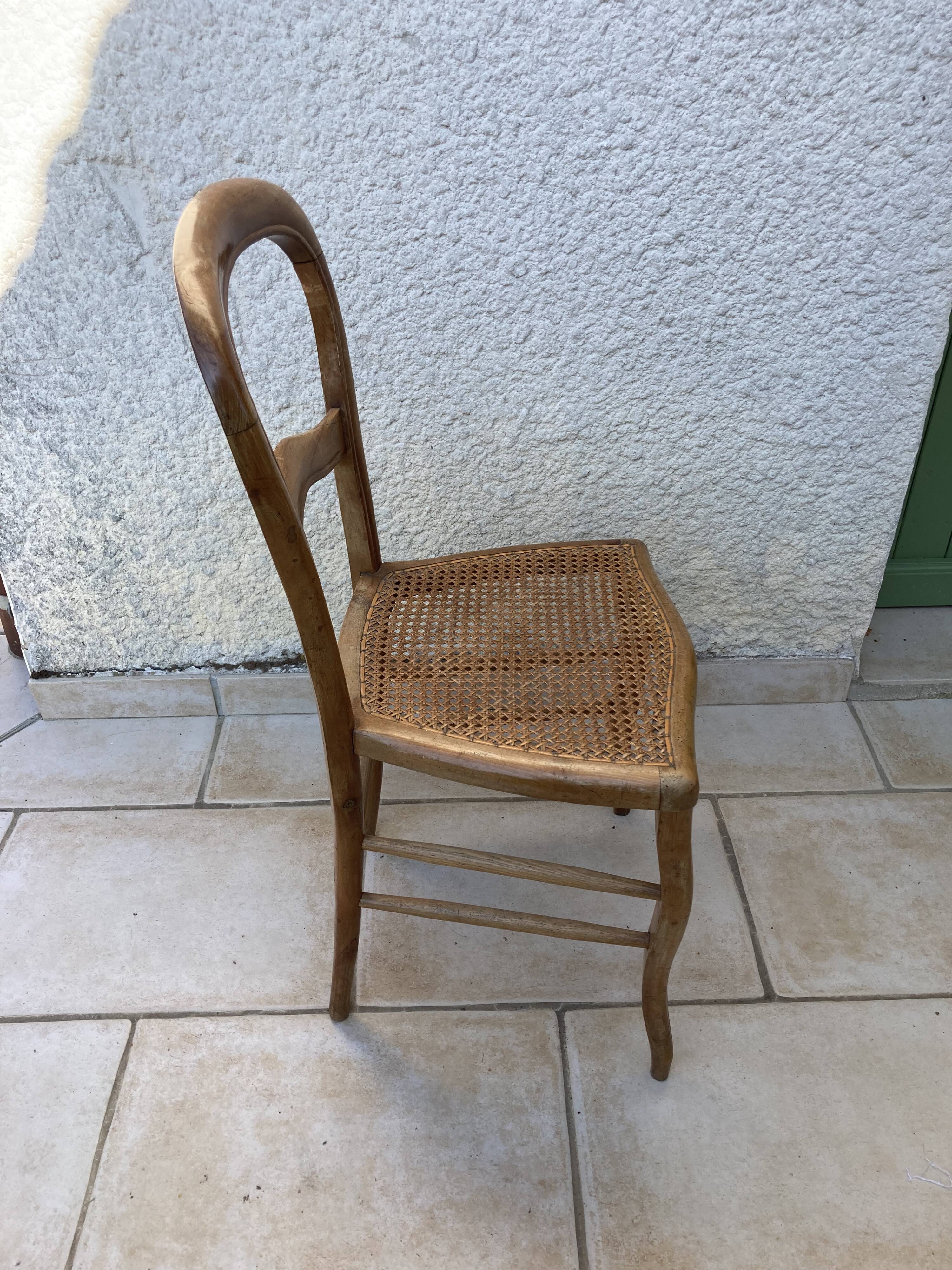 Lot de 3 chaises cannées Louis Philippe