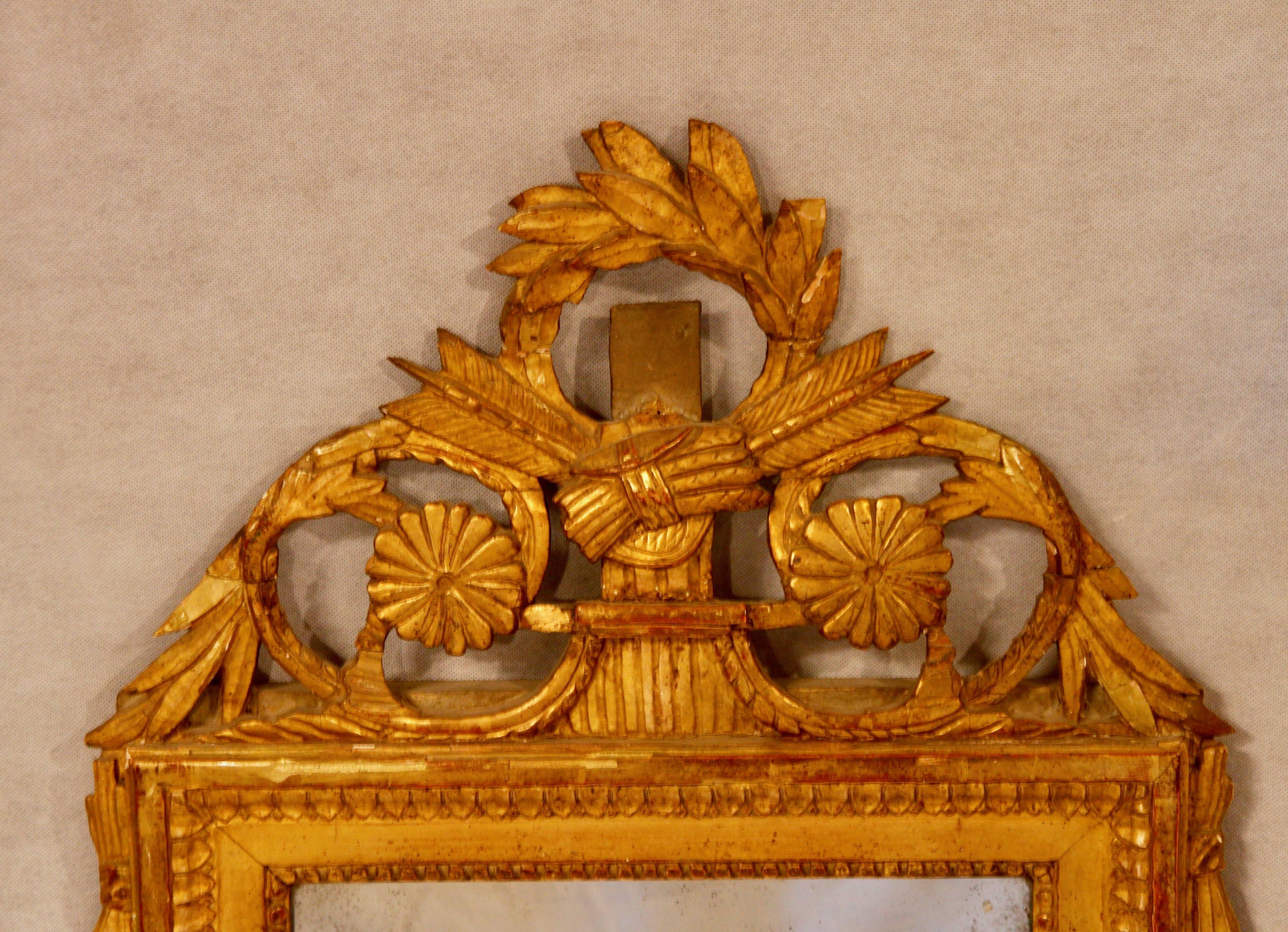 Small mirror wood golden period Louis XVI 90x52cm