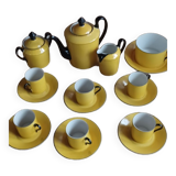 Service café vintage art déco jaune noir