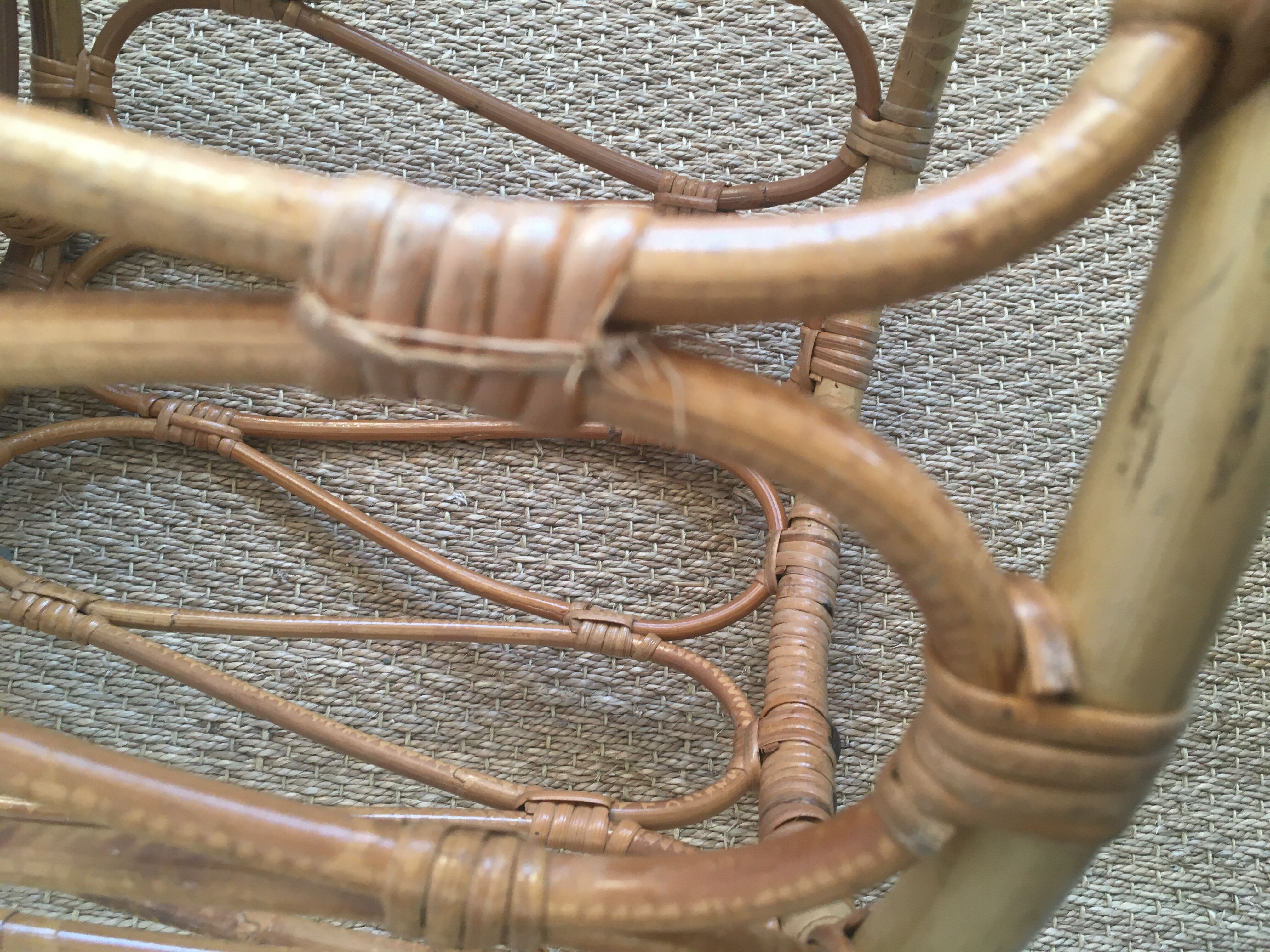 Vintage rattan pouf stool