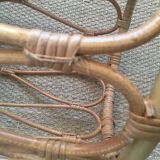 Vintage rattan pouf stool