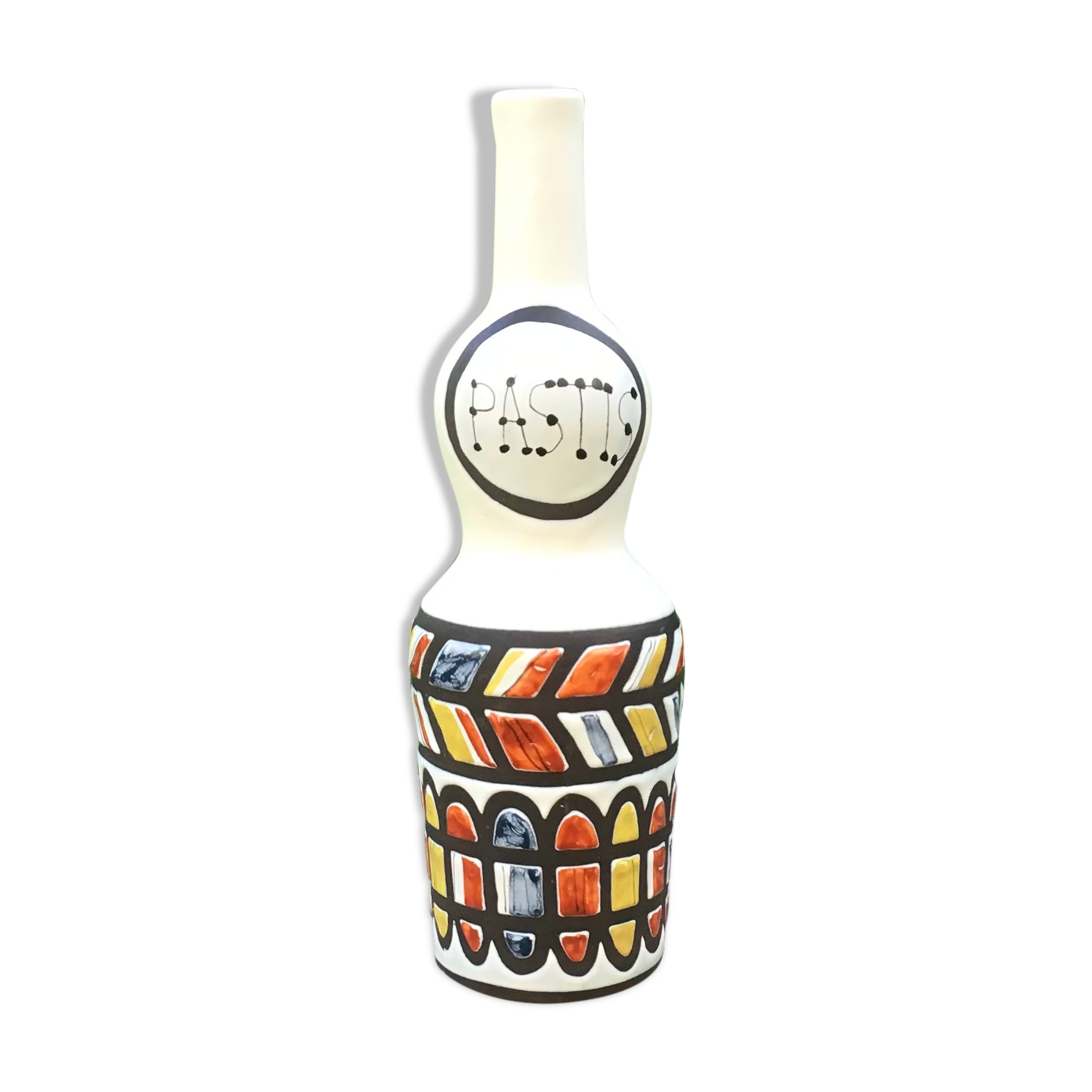 Ceramic pastis bottle signed capron vallauris j48