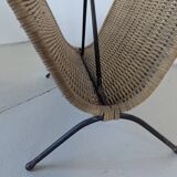Iron and rattan magazine rack from the 60s