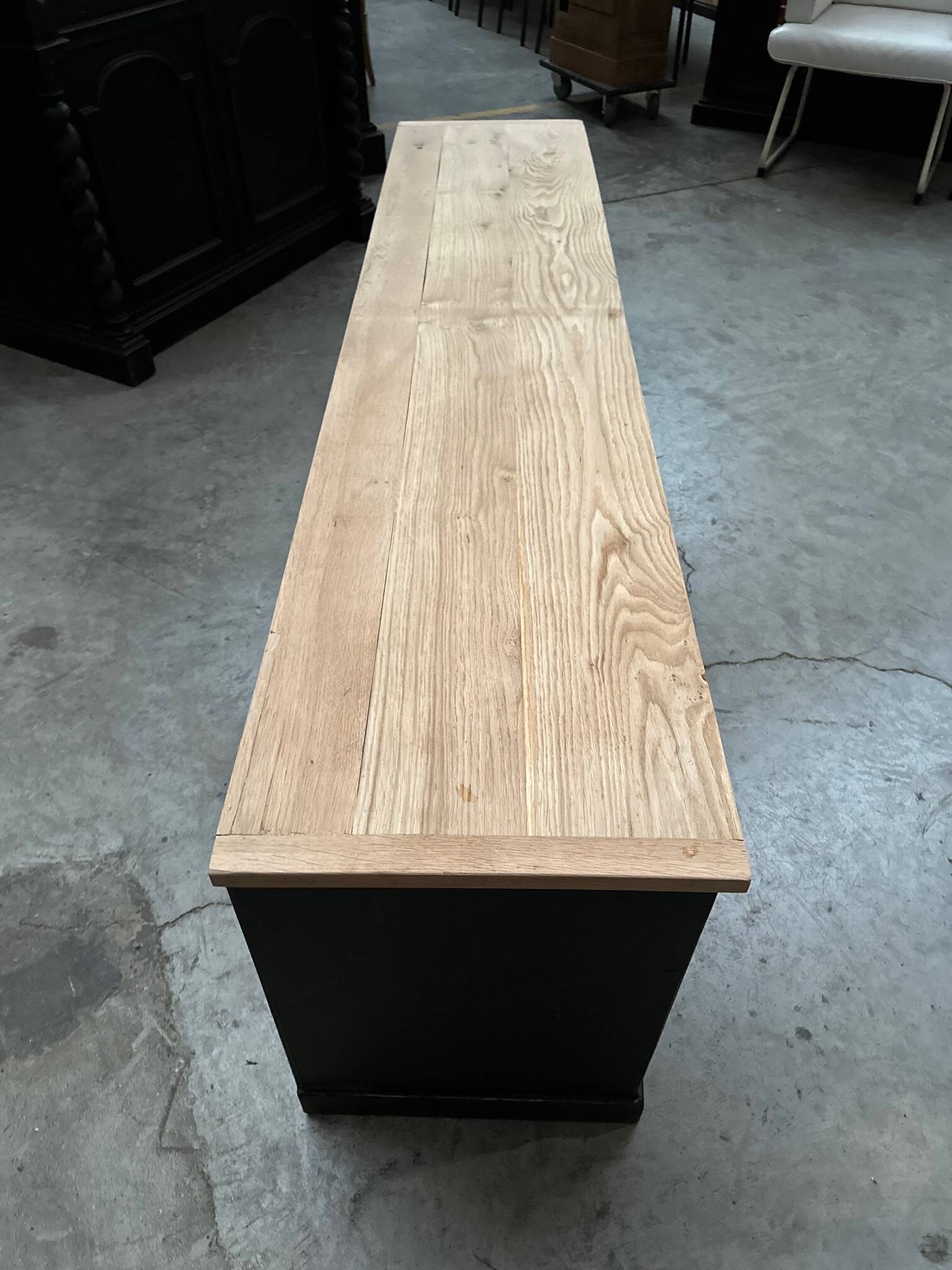 Workshop furniture transformed into a TV unit.