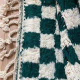 Berber carpet blessed ouarain checkerboard green