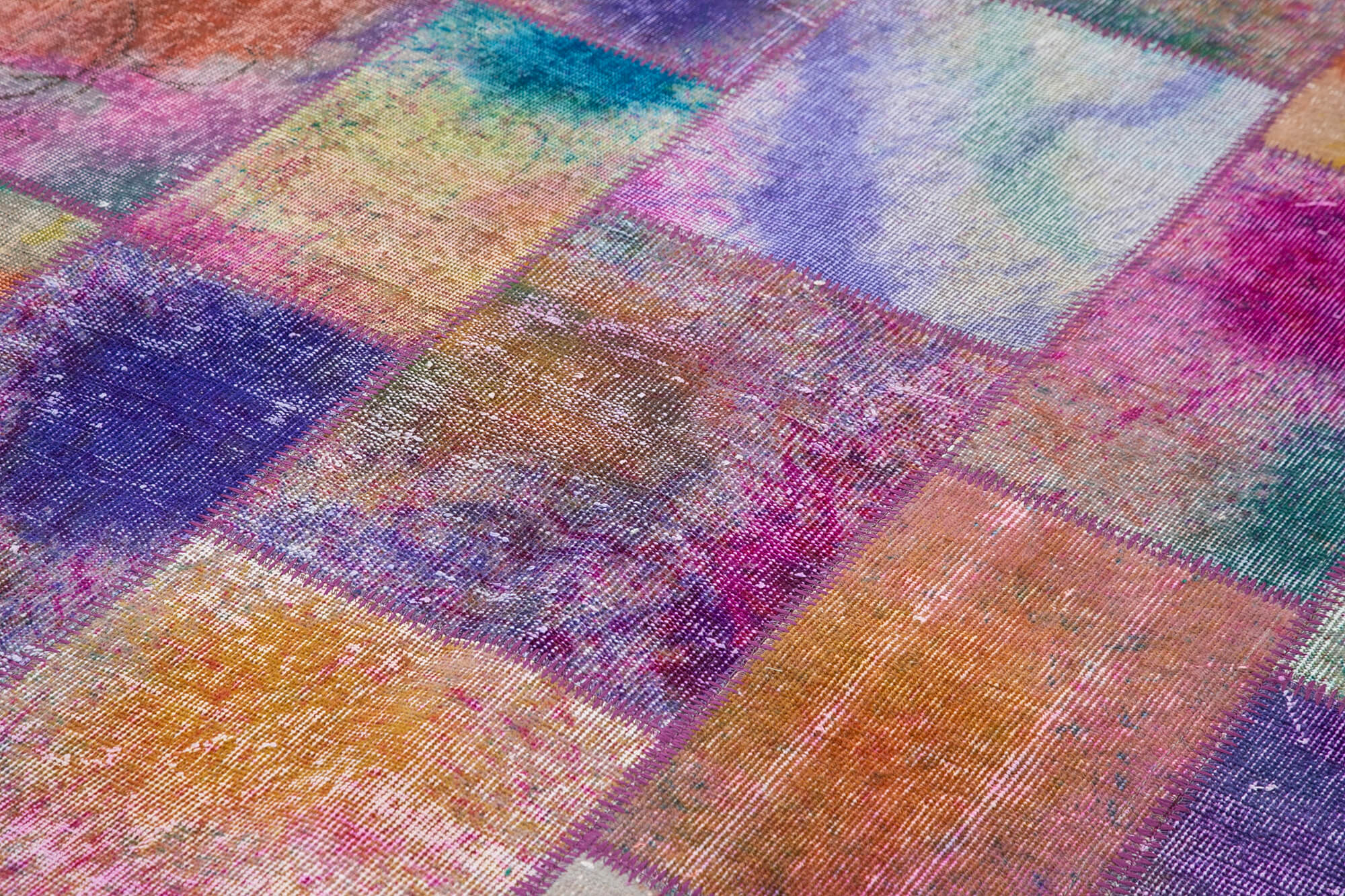 Handwoven Anatolian Contemporary 200 cm x 300 cm Multicolor Patchwork Carpet