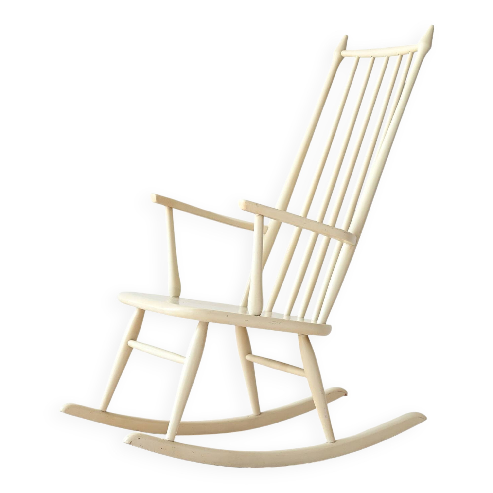 Chaise à bascule en bois écru