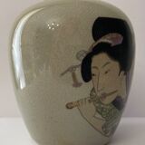 Polychrome vase and celadon XIX Naniwaya Okita Japan Nippon