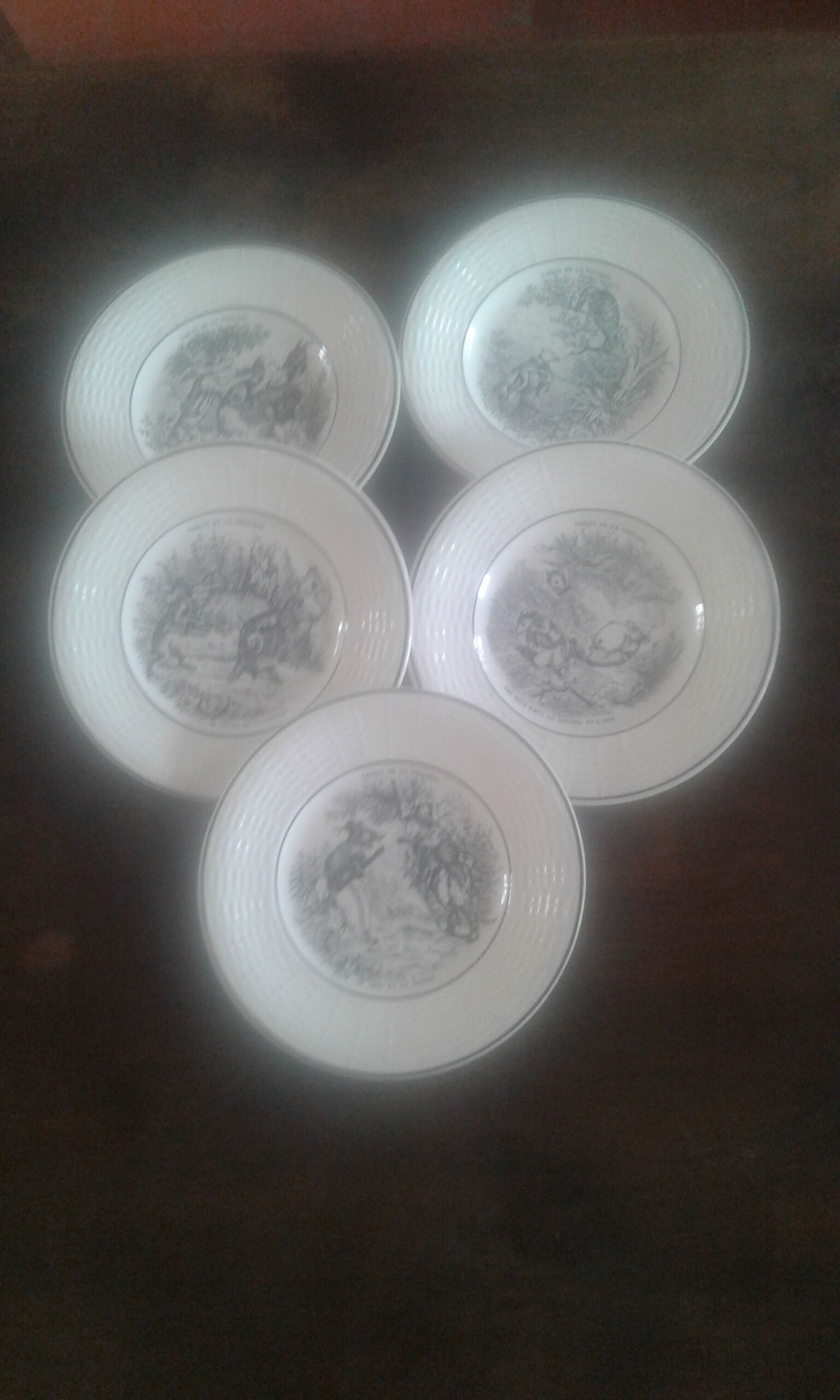 5 Jean de la Fontaine Sarreguemines themed plates