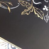 Coffee table, year 60, black with floral patterns