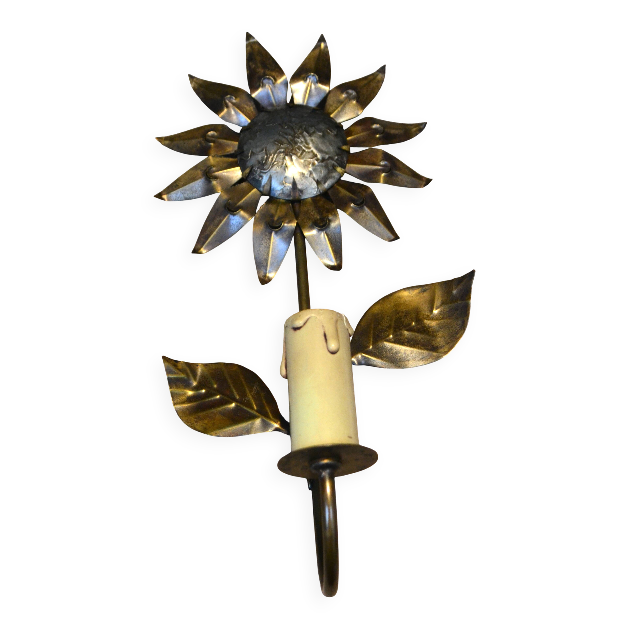 Brass flower wall light from the 1970s.