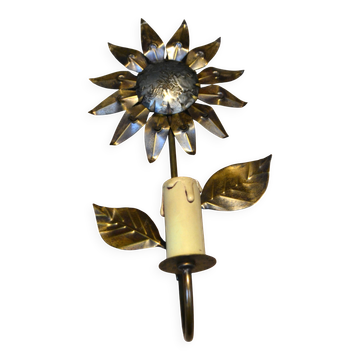 Brass flower wall light from the 1970s.