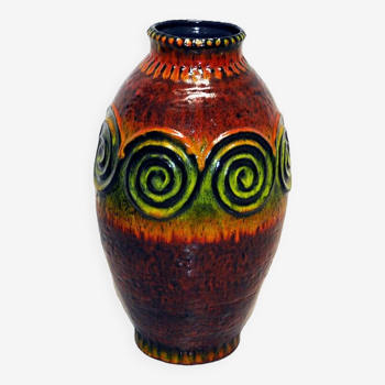 Large colorful Ceramic vintage vase West Germany 1970s