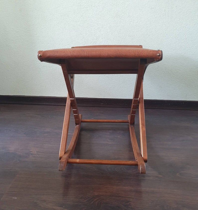 70s wooden folding footrest
